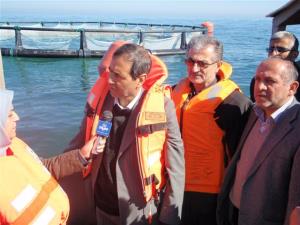 دکتر تقوی سرپرست سازمان  شیلات  ایران در مراسم افتتاح طرح پرورش ماهی قفس های 